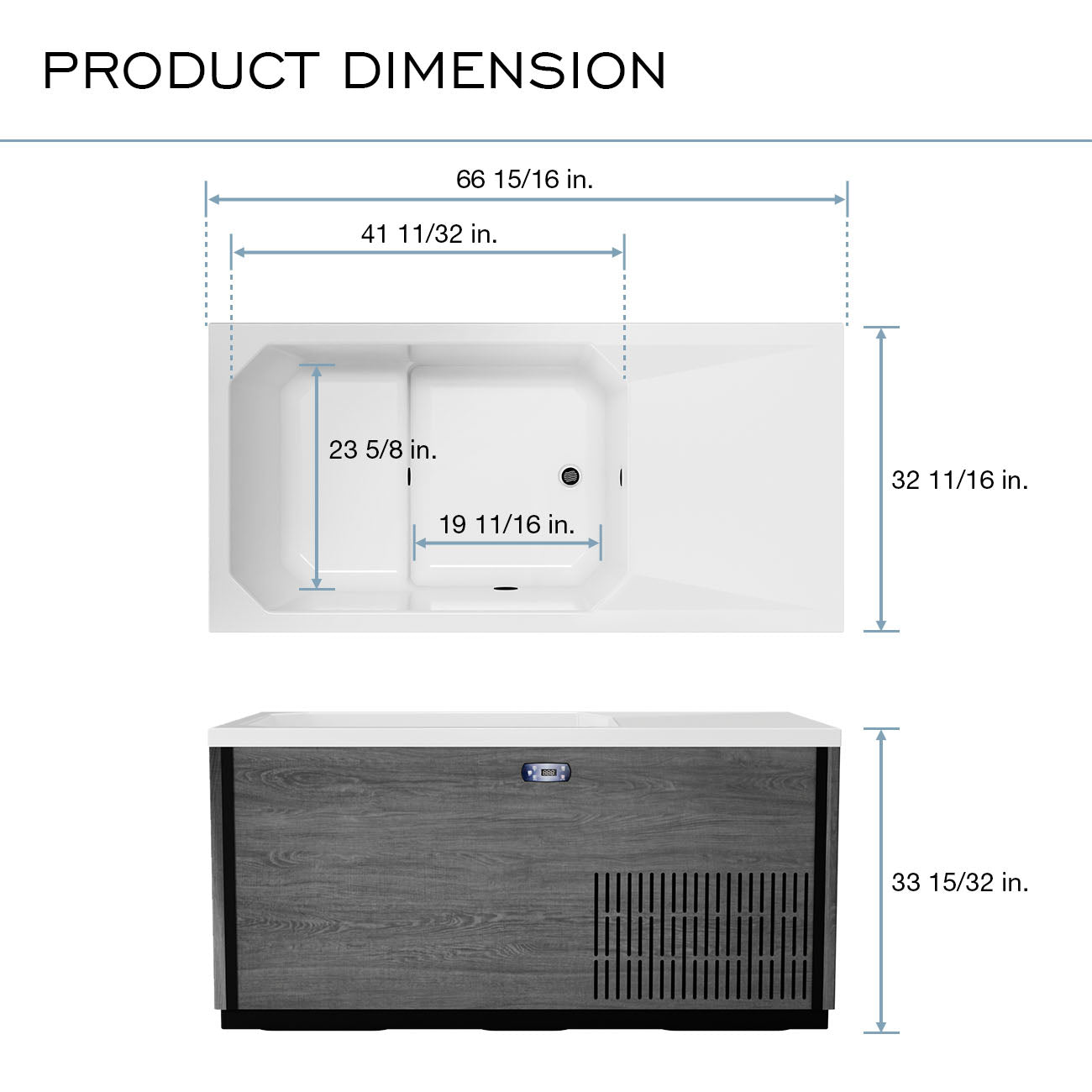 Revive Indoor or Outdoor Gray Freestanding 67 Inch Cold or Hot Plunge Bath | Alternative Image 06