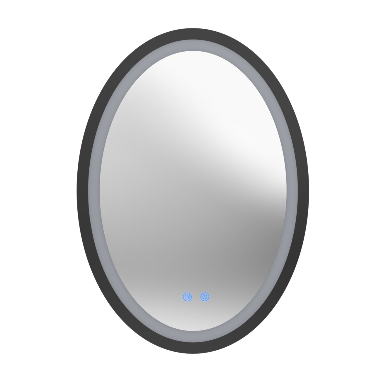 Aydin 20 by 28 Inch Oval Lighted Mirror with Anti-Fog - Matte Black Frame | Alternative Image 01 | finish:Matte Black