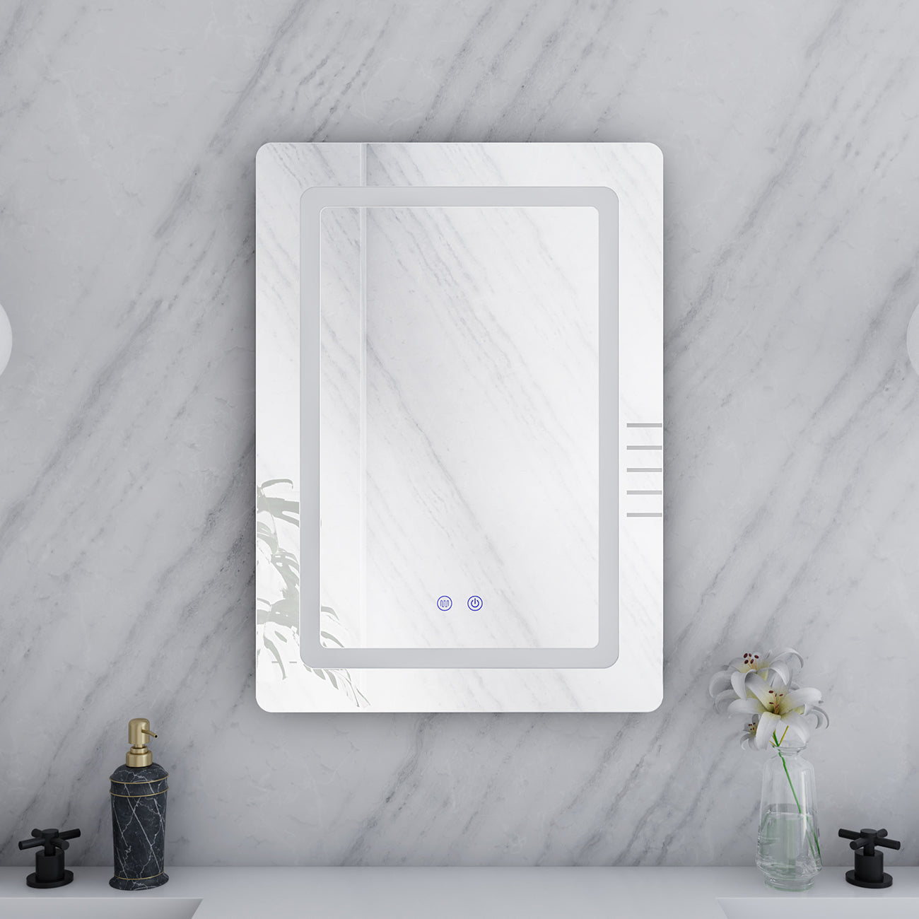 Orionis 20 by 28 Inch Rectangle Lighted Mirror with Anti-Fog | Alternative Image 02