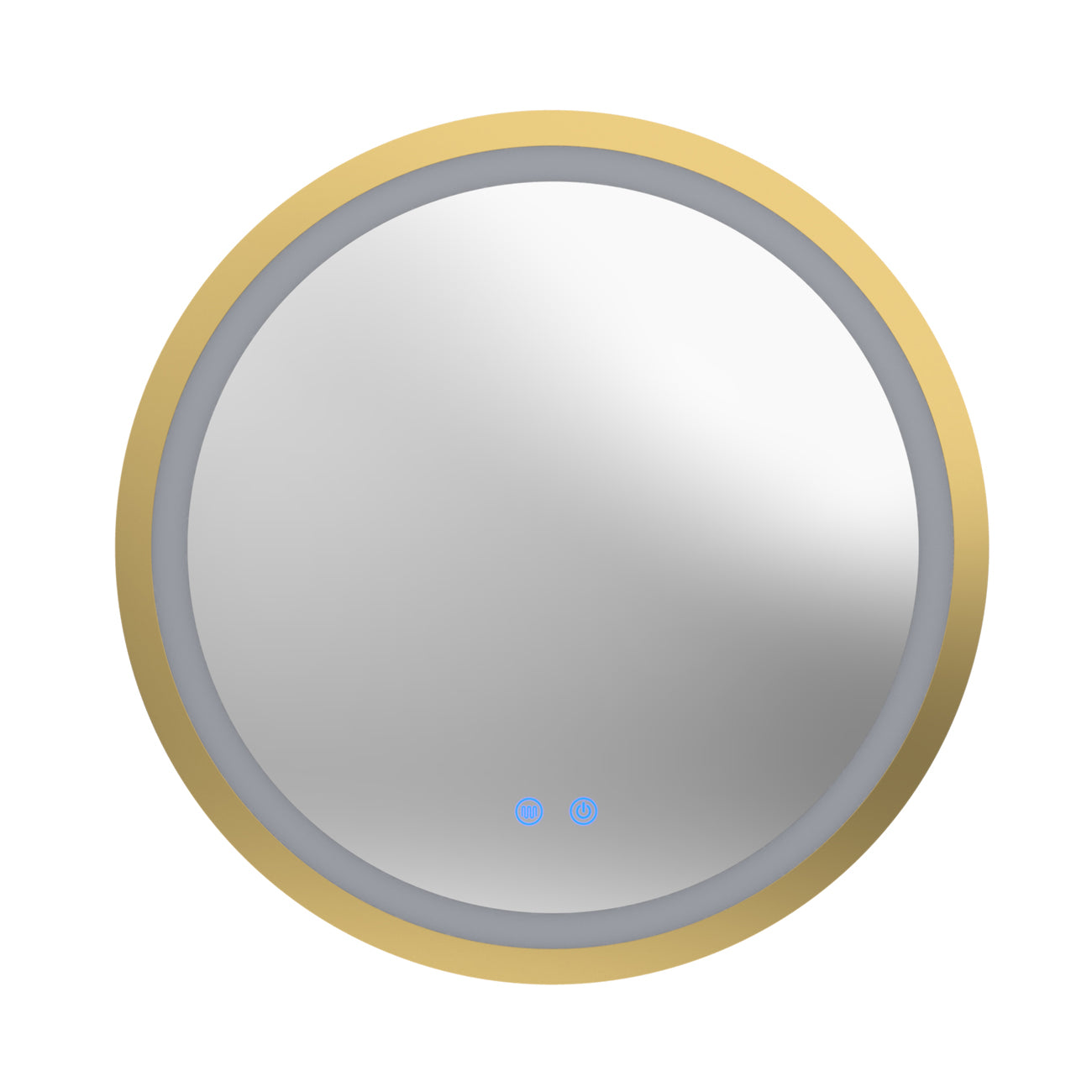 Aydin 24 by 24 Inch Round Lighted Mirror with Anti-Fog - Brushed Brass Frame | Alternative Image 01 | finish:Brushed Brass