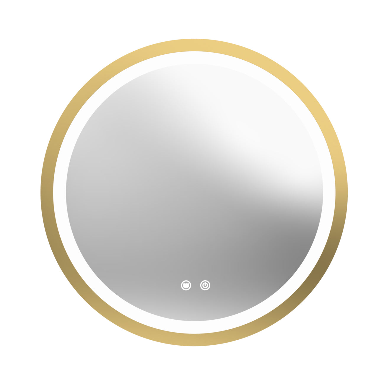 Aydin 24 by 24 Inch Round Lighted Mirror with Anti-Fog - Brushed Brass Frame | Alternative Image 06 | finish:Brushed Brass