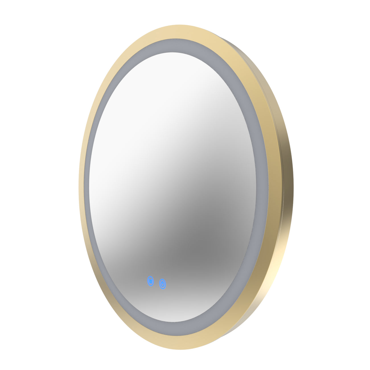 Aydin 24 by 24 Inch Round Lighted Mirror with Anti-Fog - Brushed Brass Frame | Alternative Image 07 | finish:Brushed Brass