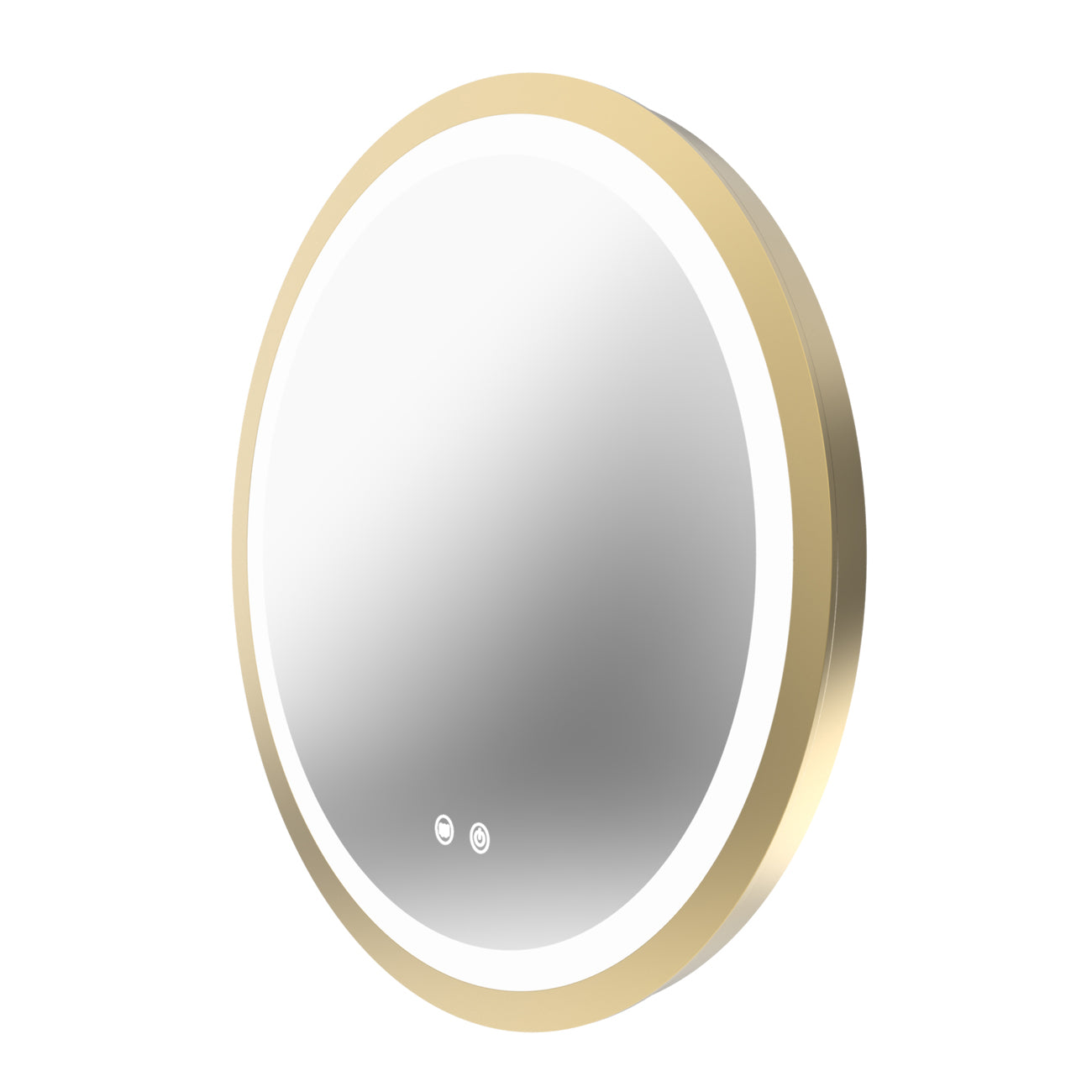 Aydin 24 by 24 Inch Round Lighted Mirror with Anti-Fog - Brushed Brass Frame | Alternative Image 08 | finish:Brushed Brass