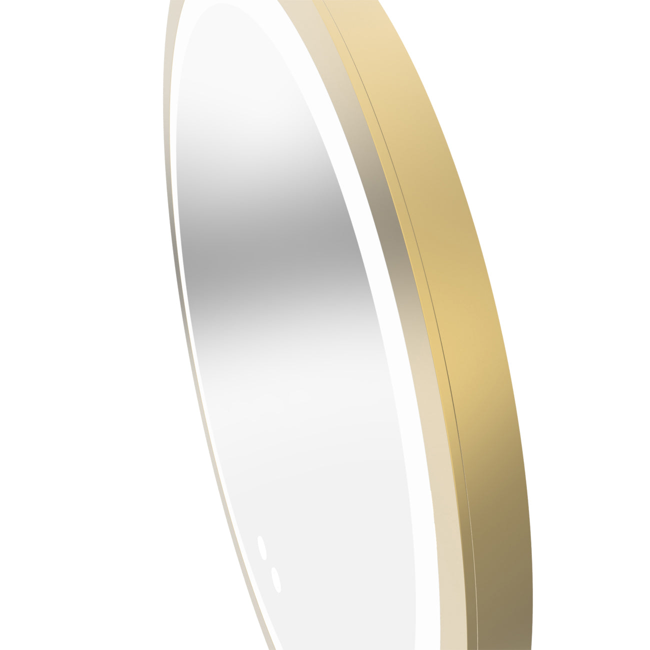 Aydin 24 by 24 Inch Round Lighted Mirror with Anti-Fog - Brushed Brass Frame | Alternative Image 10 | finish:Brushed Brass