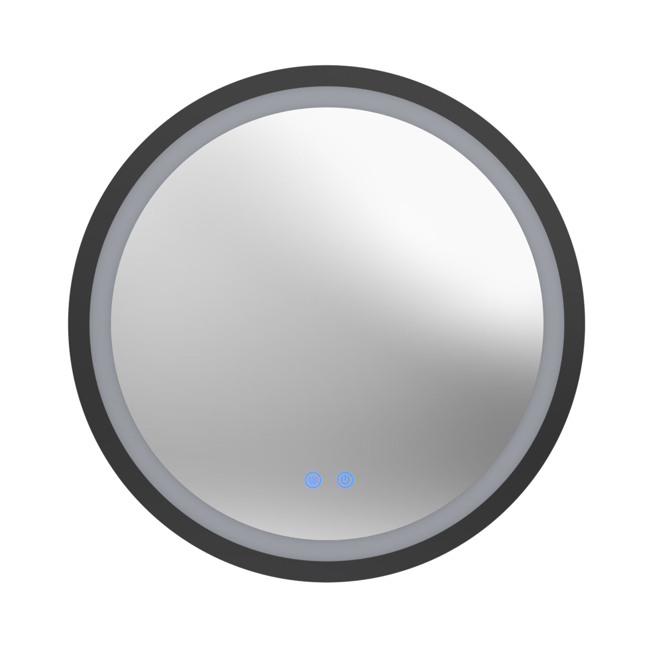 Aydin 24 by 24 Inch Round Lighted Mirror with Anti-Fog - Matte Black Frame | Alternative Image 01 | finish:Matte Black