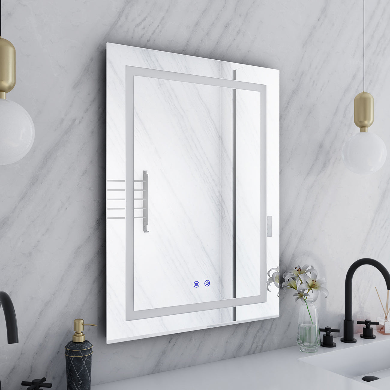 Orionis 24 by 32 Inch Rectangle Lighted Mirror with Anti-Fog | Alternative Image 04