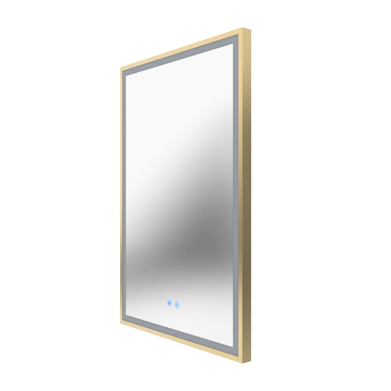 Aydin 24 by 36 Inch Rectangle Lighted Mirror with Anti-Fog - Brushed Brass Frame | Alternative Image 07 | finish:Brushed Brass
