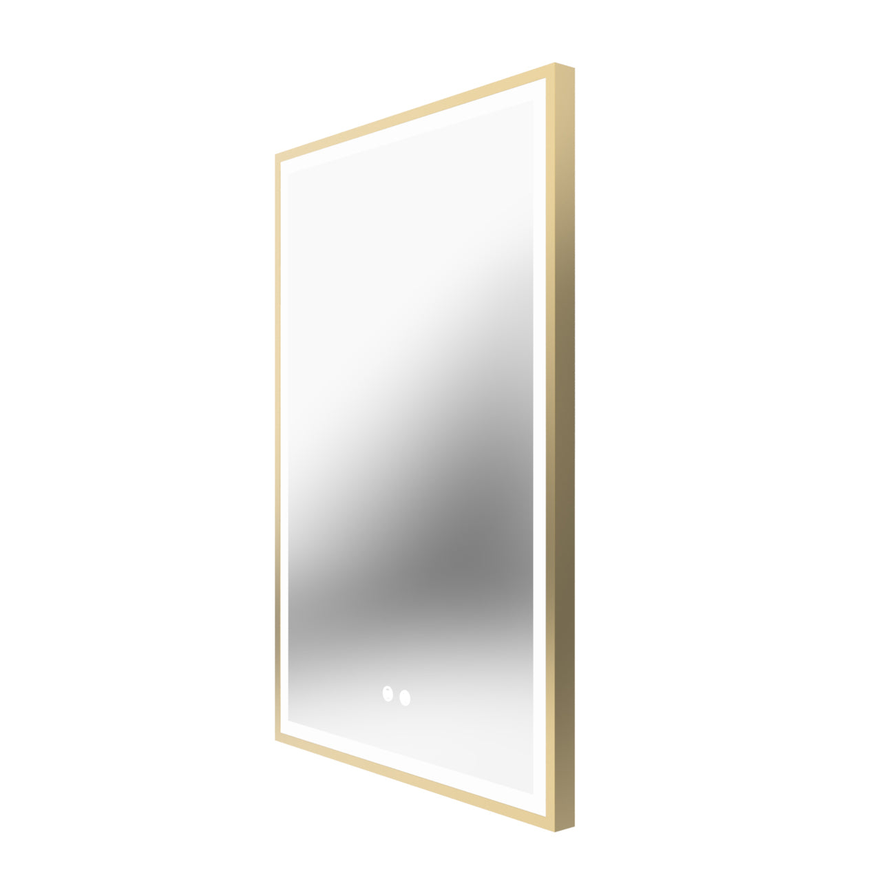 Aydin 24 by 36 Inch Rectangle Lighted Mirror with Anti-Fog - Brushed Brass Frame | Alternative Image 08 | finish:Brushed Brass