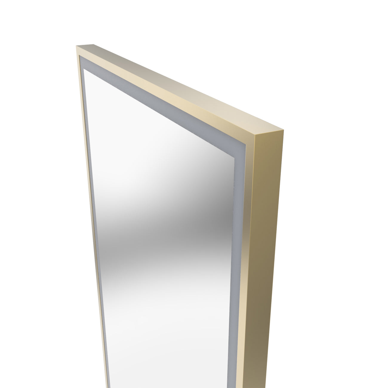 Aydin 24 by 36 Inch Rectangle Lighted Mirror with Anti-Fog - Brushed Brass Frame | Alternative Image 09 | finish:Brushed Brass