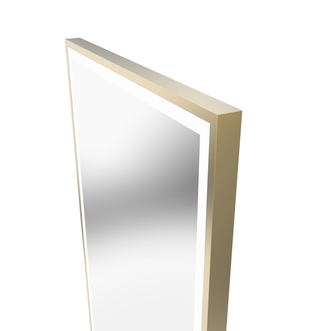 Aydin 24 by 36 Inch Rectangle Lighted Mirror with Anti-Fog - Brushed Brass Frame | Alternative Image 10 | finish:Brushed Brass