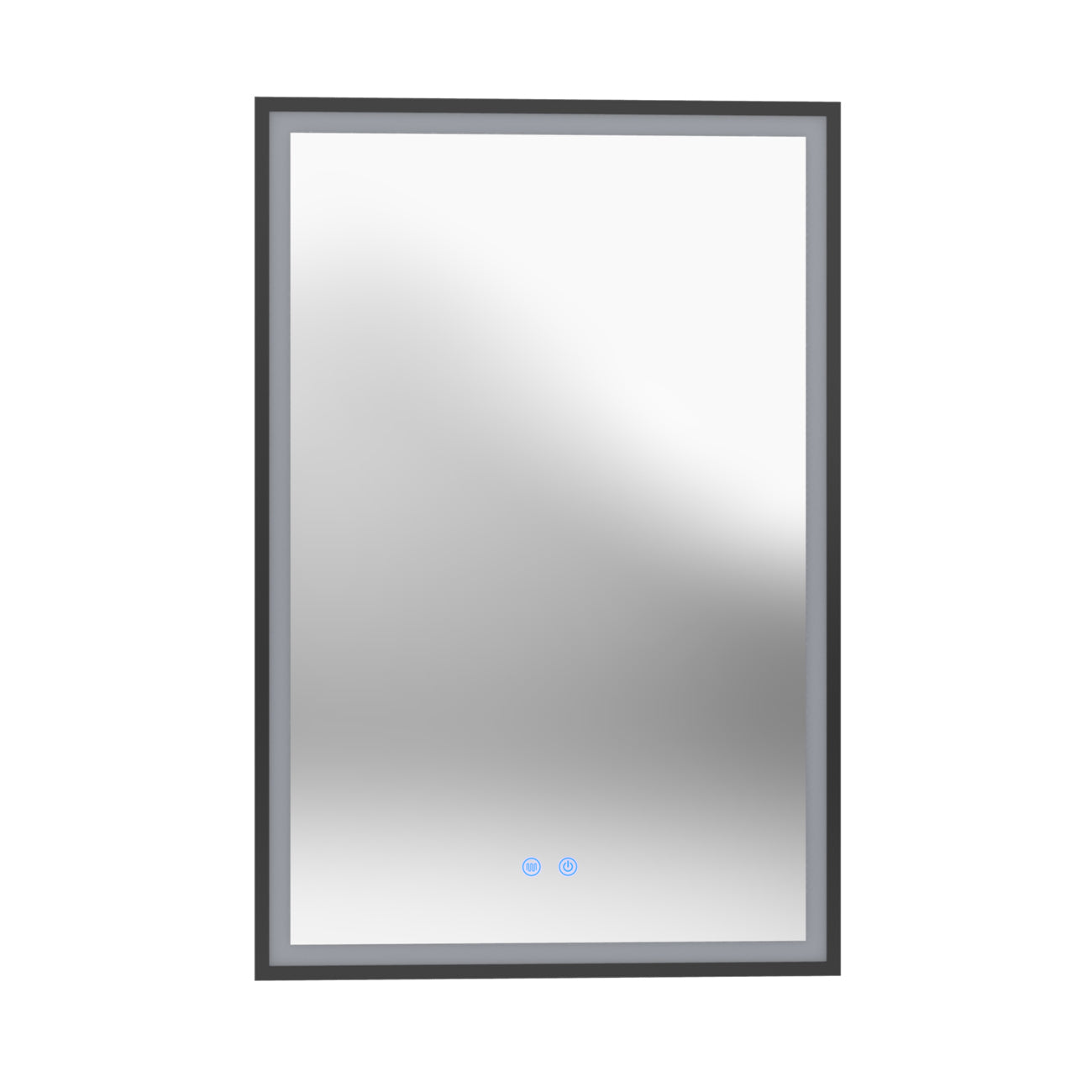 Aydin 24 by 36 Inch Rectangle Lighted Mirror with Anti-Fog - Matte Black Frame | Alternative Image 01 | finish:Matte Black