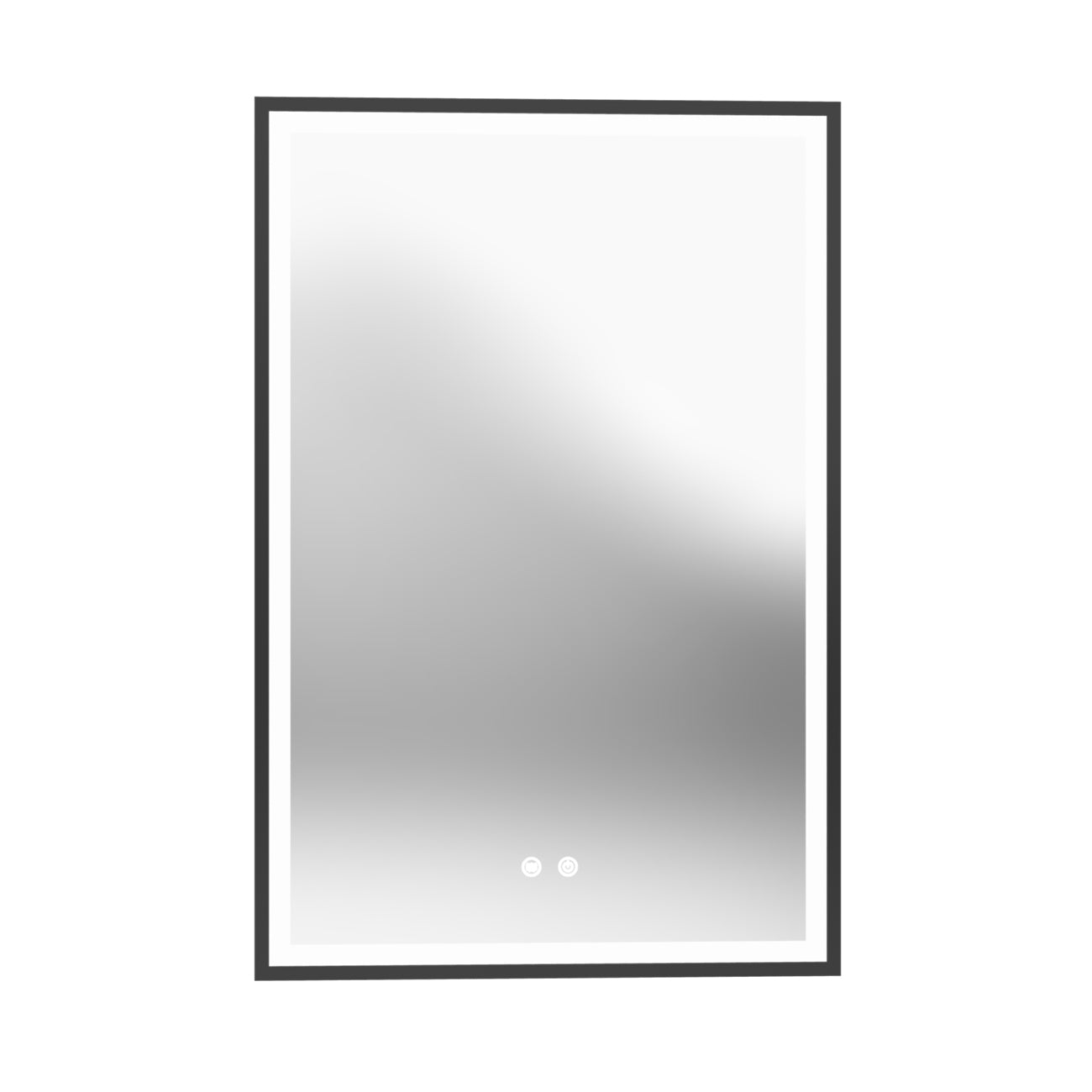 Aydin 24 by 36 Inch Rectangle Lighted Mirror with Anti-Fog - Matte Black Frame | Alternative Image 06 | finish:Matte Black