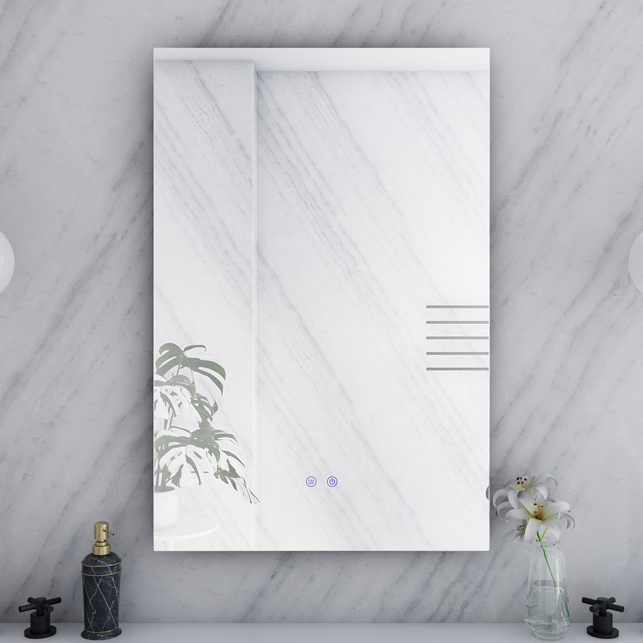 Orionis 24 by 36 Inch Rectangle Lighted Mirror with Color Change & Anti-Fog | Alternative Image 02