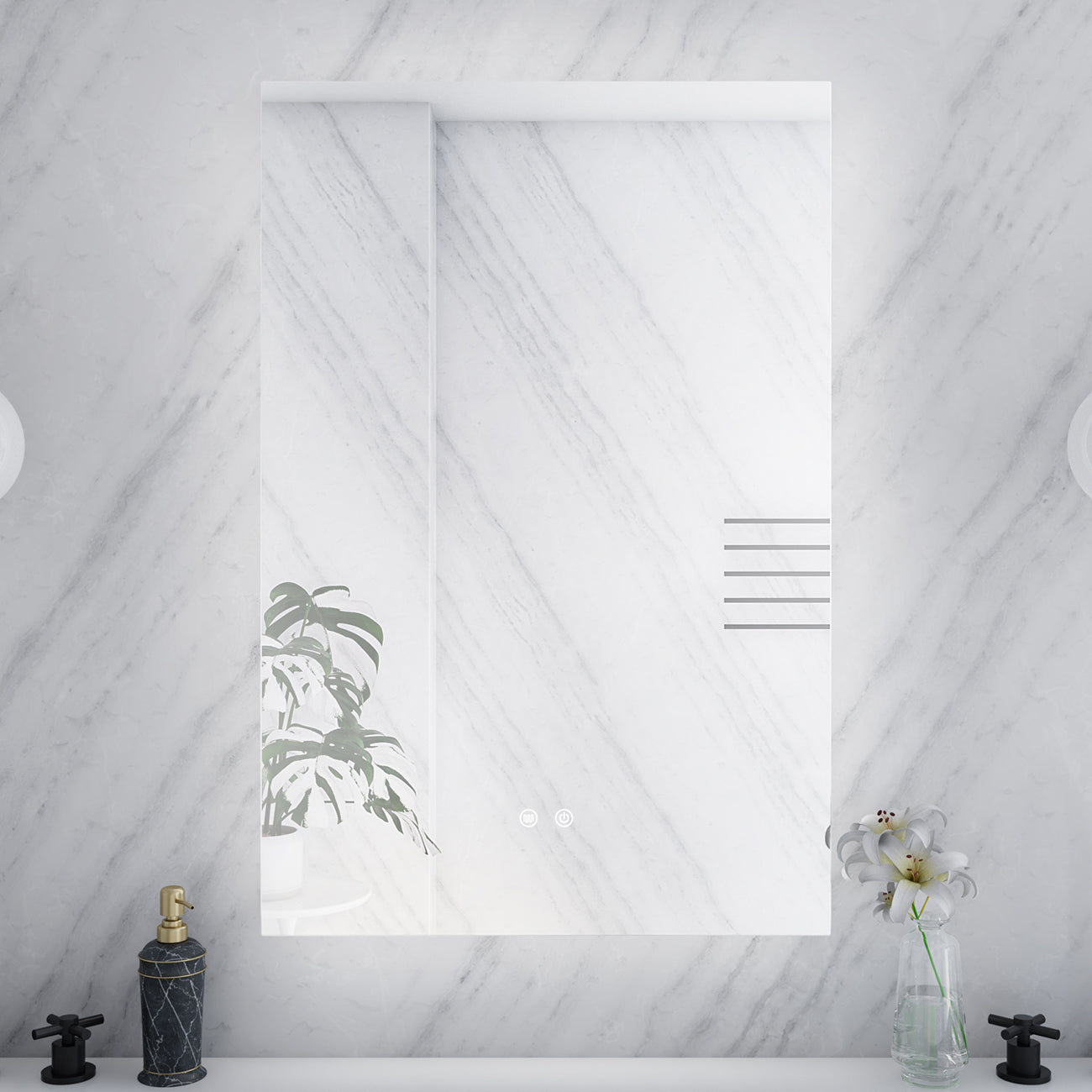 Orionis 24 by 36 Inch Rectangle Lighted Mirror with Color Change & Anti-Fog | Alternative Image 03