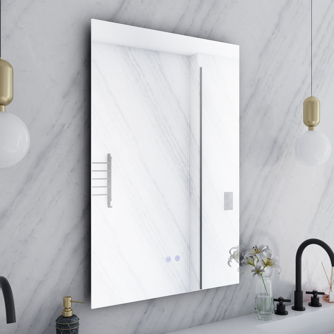 Orionis 24 by 36 Inch Rectangle Lighted Mirror with Color Change & Anti-Fog | Alternative Image 04
