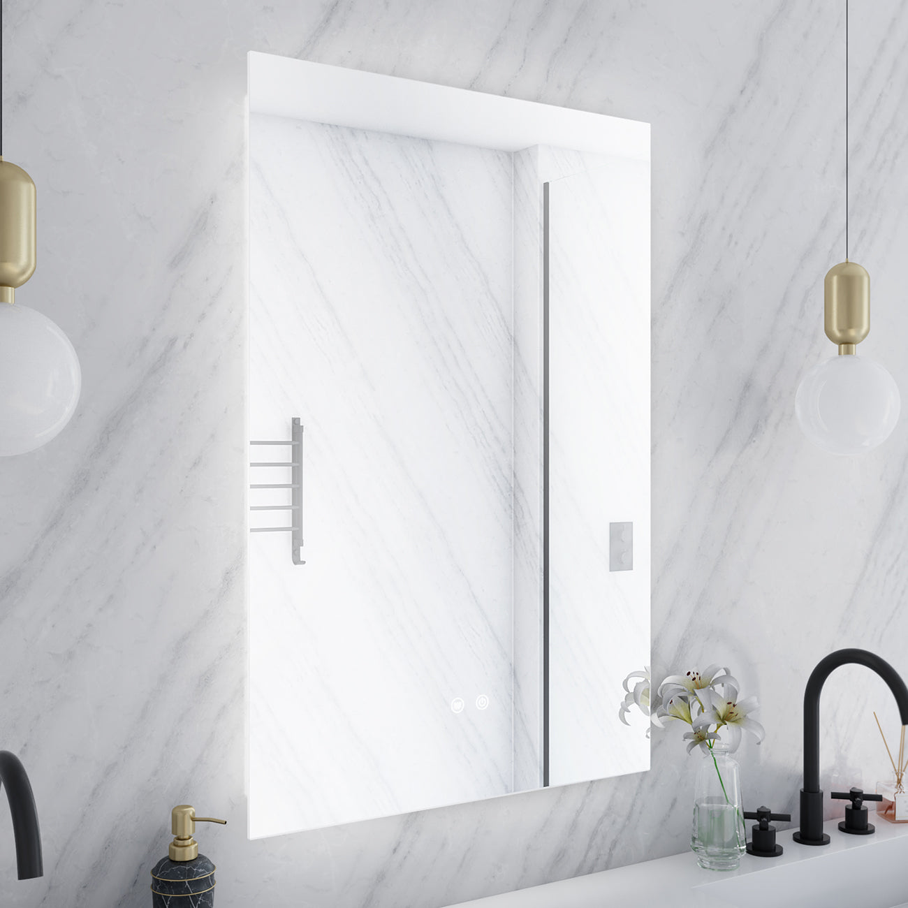 Orionis 24 by 36 Inch Rectangle Lighted Mirror with Color Change & Anti-Fog | Alternative Image 05