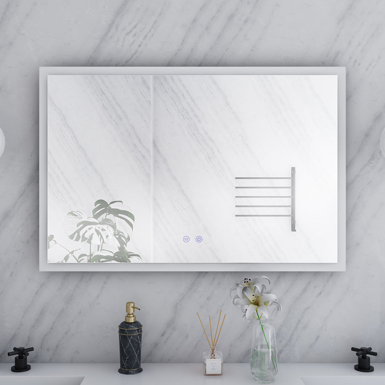 Orionis 36 by 24 Inch Rectangle Lighted Mirror with Anti-Fog | Alternative Image 02
