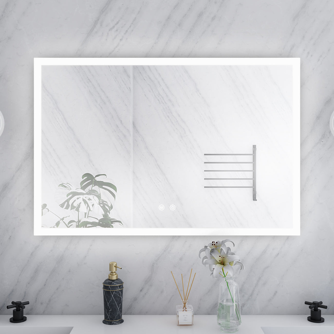 Orionis 36 by 24 Inch Rectangle Lighted Mirror with Anti-Fog | Alternative Image 03