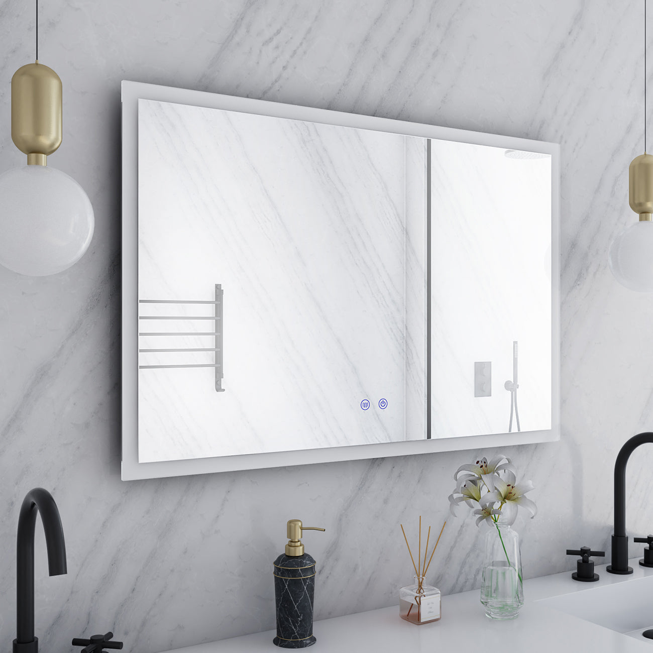 Orionis 36 by 24 Inch Rectangle Lighted Mirror with Anti-Fog | Alternative Image 04