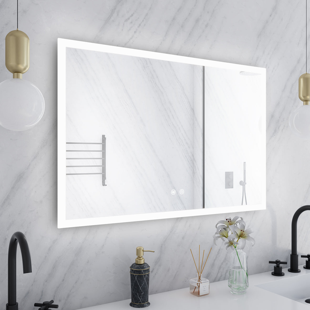 Orionis 36 by 24 Inch Rectangle Lighted Mirror with Anti-Fog | Alternative Image 05