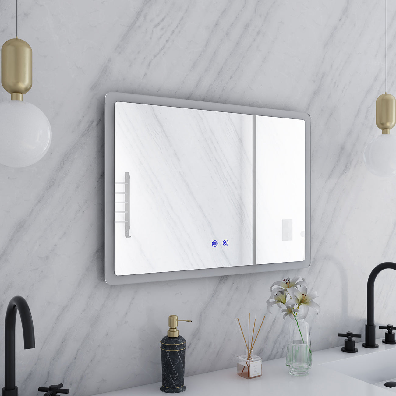 Orionis 28 by 20 Inch Rectangle Lighted Mirror with Anti-Fog | Alternative Image 04