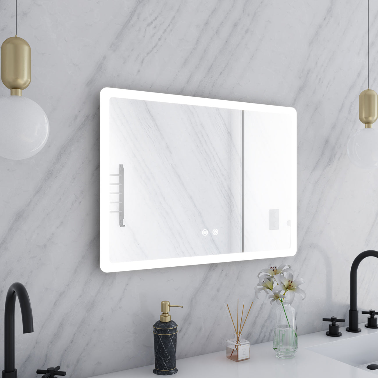 Orionis 28 by 20 Inch Rectangle Lighted Mirror with Anti-Fog | Alternative Image 05