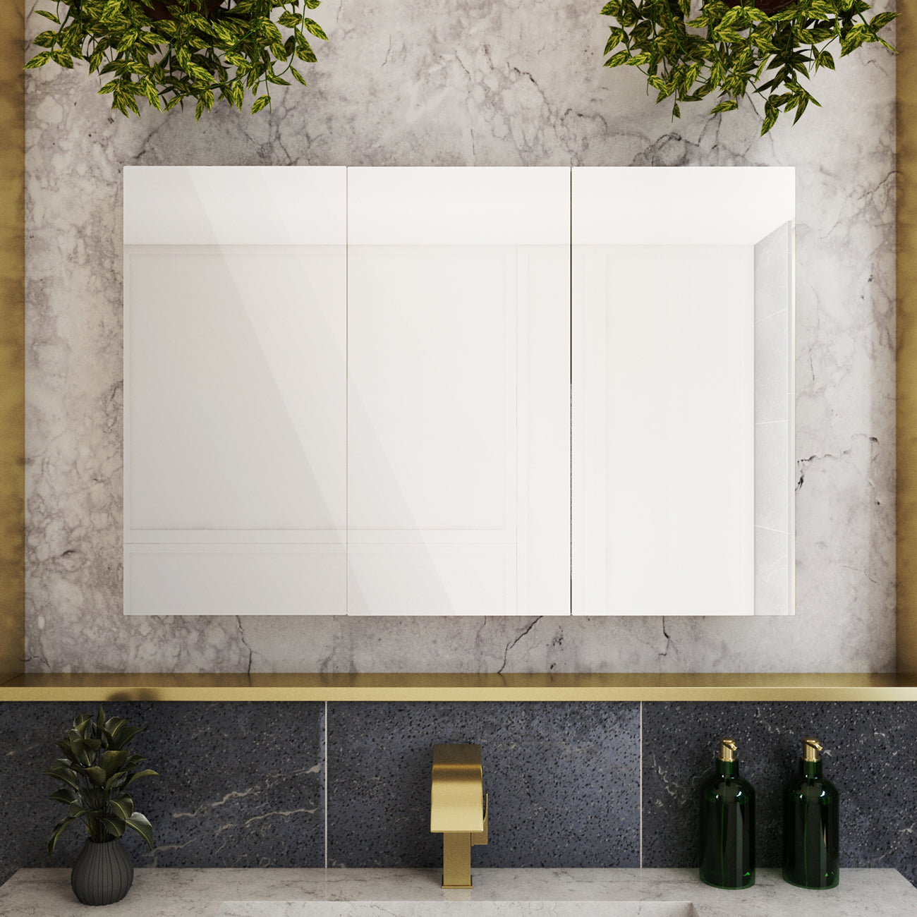 Breccan 36 x 24 Inch Triple Door Medicine Cabinet | Alternative Image 02