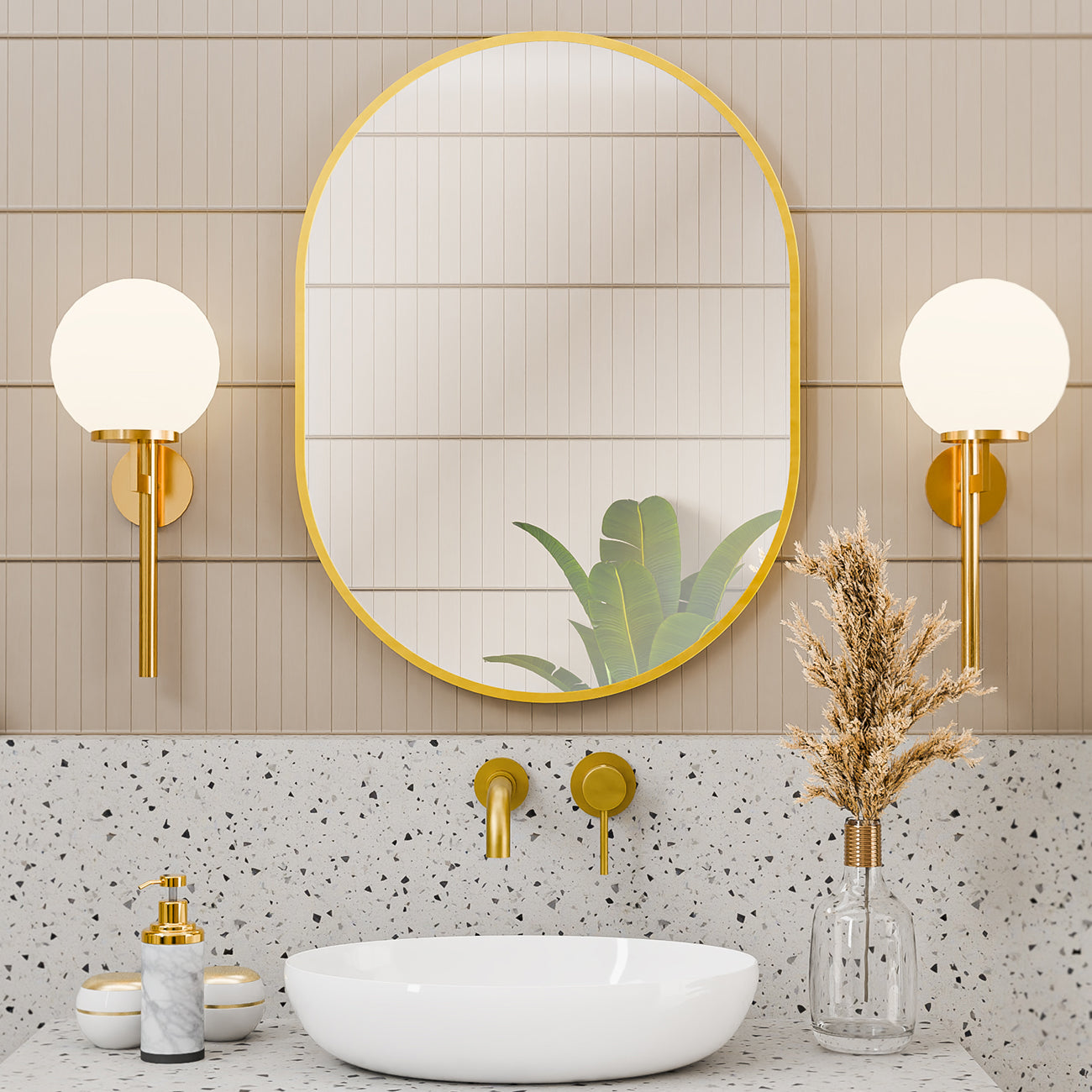 Eria 24 by 32 Inch Oval Mirror - Brushed Brass Frame | Alternative Image 02 | finish:Brushed Brass