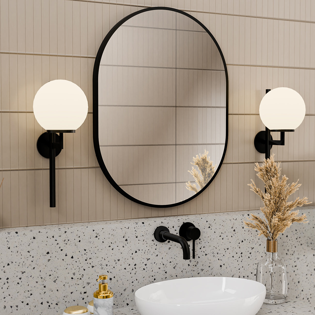 Eria 24 by 32 Inch Oval Mirror - Matte Black Frame | Alternative Image 03 | finish:Matte Black
