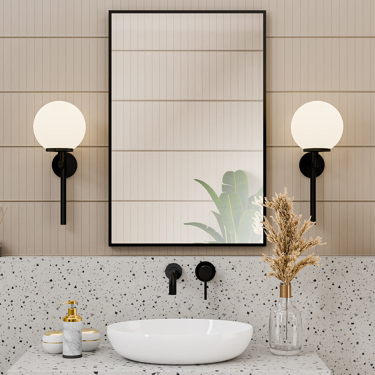 Eria 24 by 36 Inch Rectangle Mirror - Matte Black Frame | Alternative Image 02 | finish:Matte Black