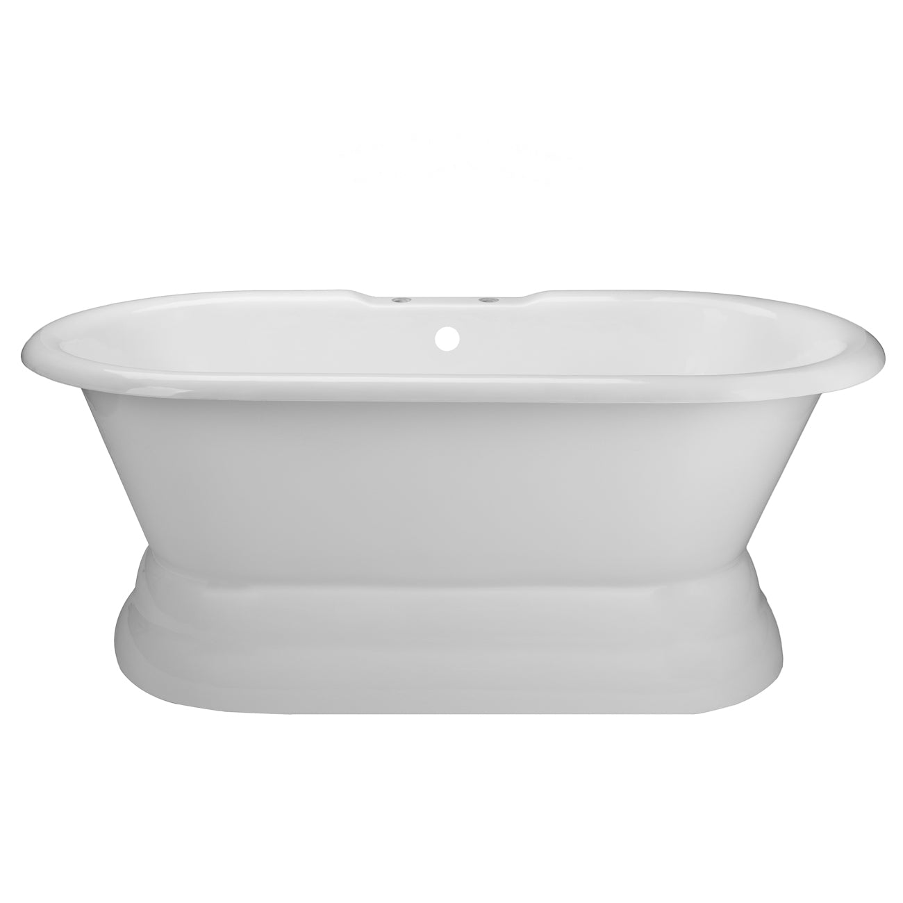 Sinclair 60 Inch Cast Iron Pedestal Double Ended Tub | Alternative Image 02 | length:61 | faucet centers:7" Tub Rim
