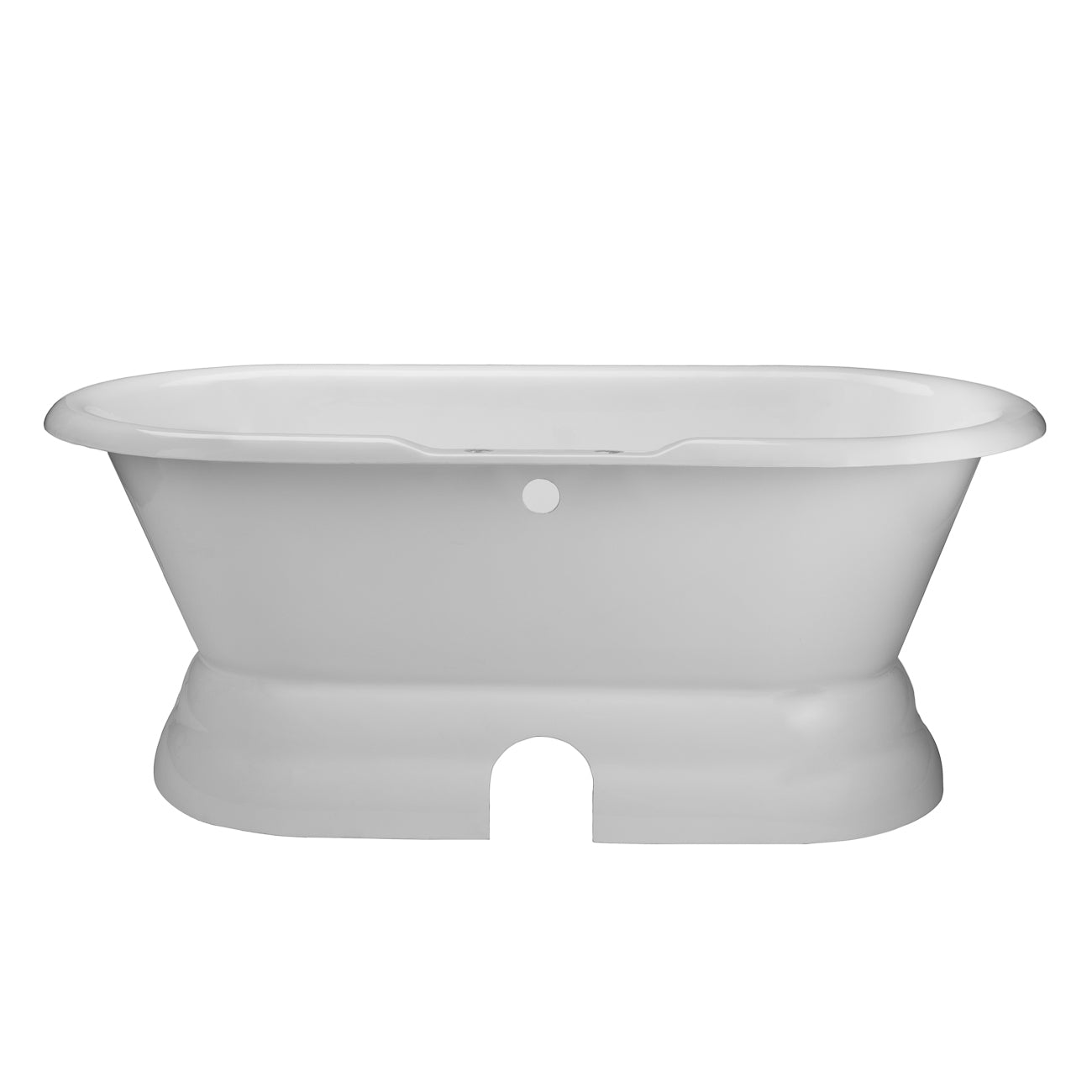Sinclair 60 Inch Cast Iron Pedestal Double Ended Tub | Alternative Image 04 | length:61 | faucet centers:7" Tub Rim