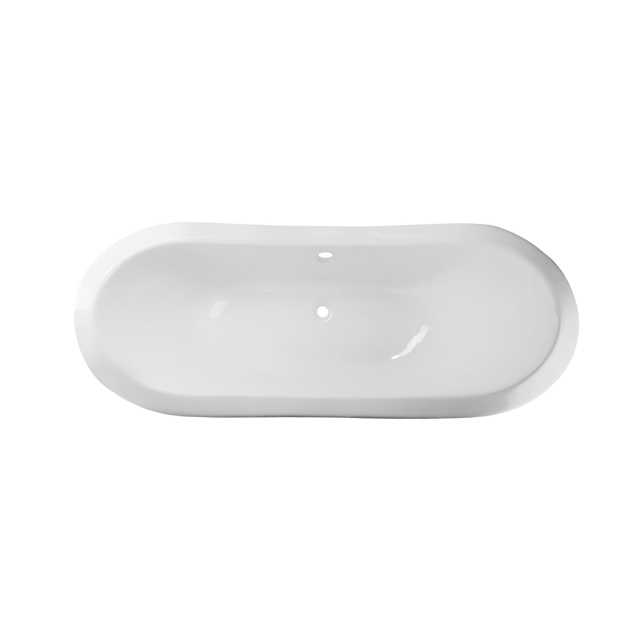 Ravelle 72 Inch Cast Iron Double Slipper Tub - No Faucet Drillings - Brushed Nickel Drain | Alternative Image 03 | length:72 | faucet centers:None | foot finish:Brushed Nickel