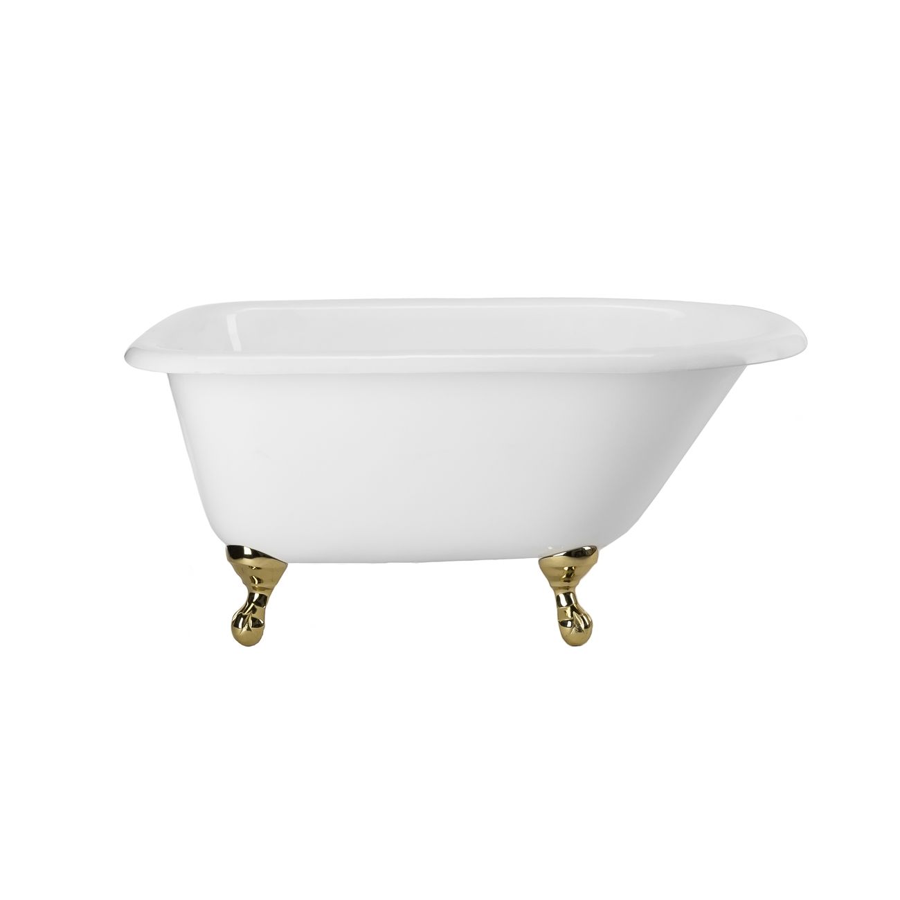 Classic 60 Inch Cast Iron Classic Clawfoot Tub - No Faucet Drillings | Alternative Image 01 | length:60 | faucet centers:None | foot finish:Brass