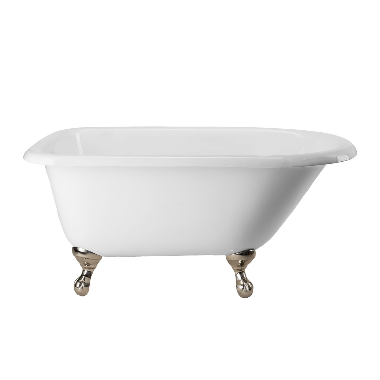 Classic 48 Inch Cast Iron Classic Clawfoot Tub - No Faucet Drillings | Alternative Image 01 | length:48 | faucet centers:None | foot finish:Brushed Nickel