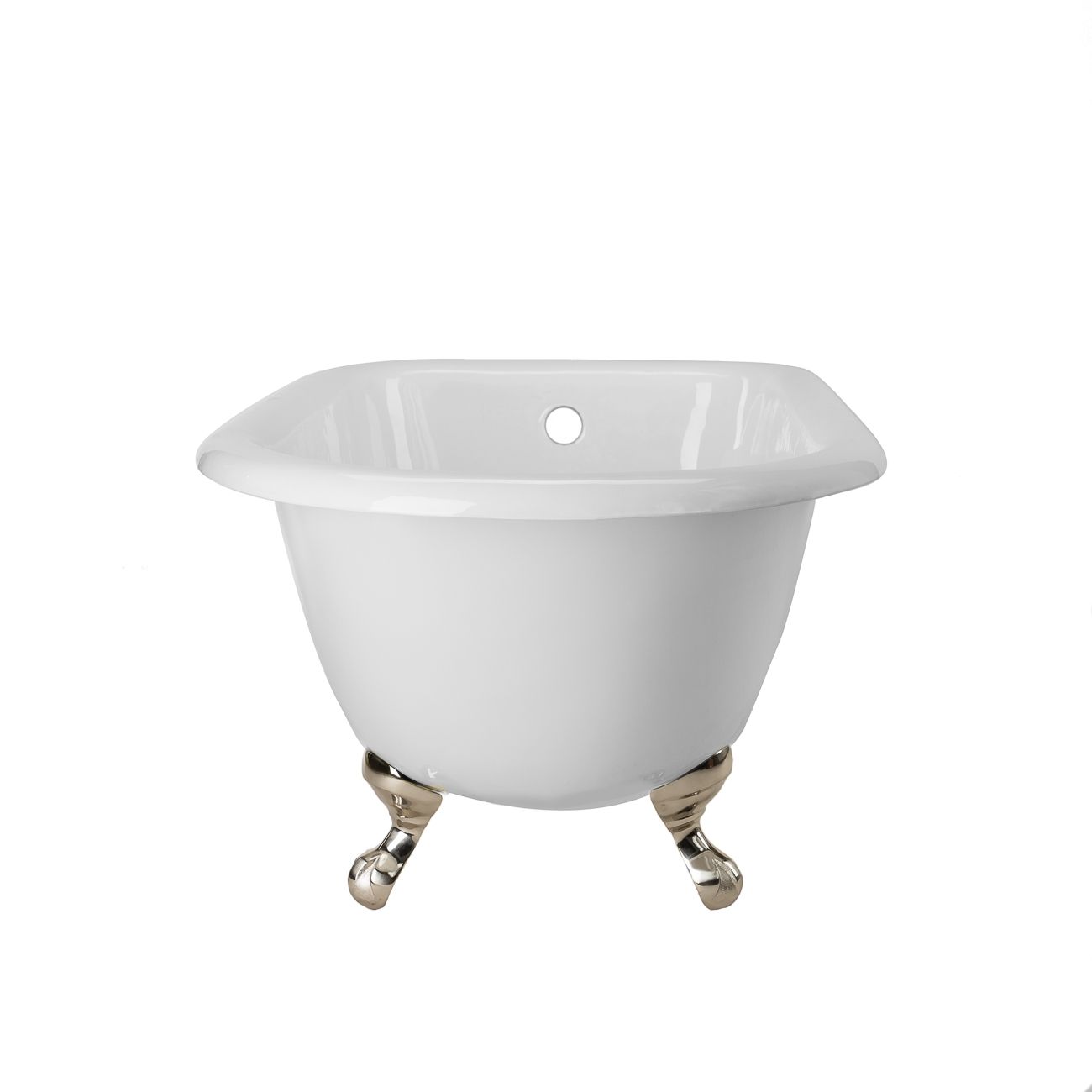 Classic 48 Inch Cast Iron Classic Clawfoot Tub - No Faucet Drillings | Alternative Image 02 | length:48 | faucet centers:None | foot finish:Brushed Nickel