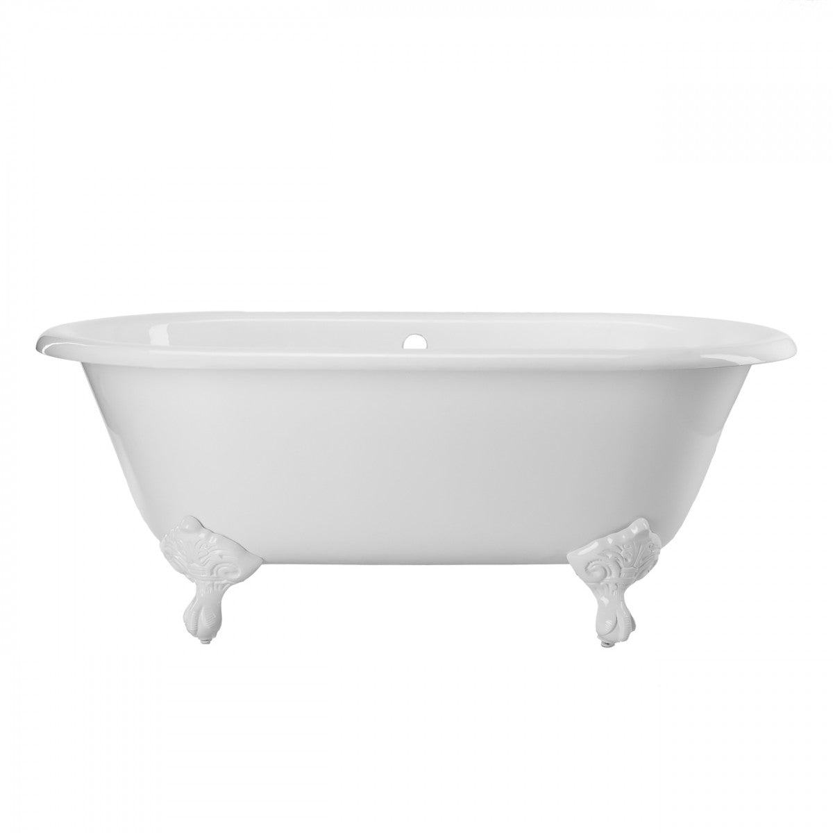 Paloma 60 Inch Cast Iron Double Ended Clawfoot Tub - No Faucet Drillings | Alternative Image 01 | length:60 | faucet centers:None | foot finish:White