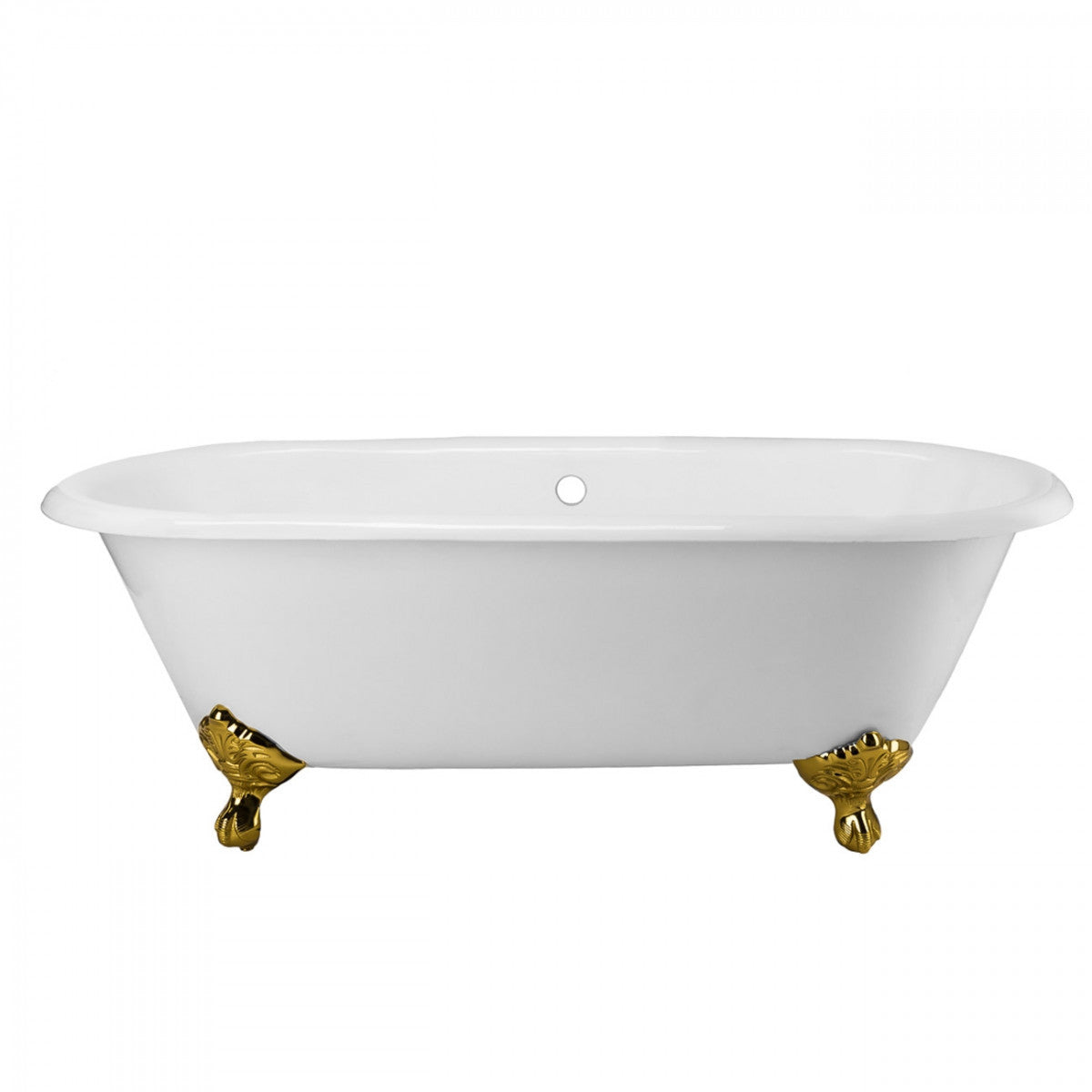 Paloma 66 Inch Cast Iron Double Ended Clawfoot Tub - No Faucet Drillings | Alternative Image 01 | length:66 | faucet centers:None | foot finish:Polished Brass