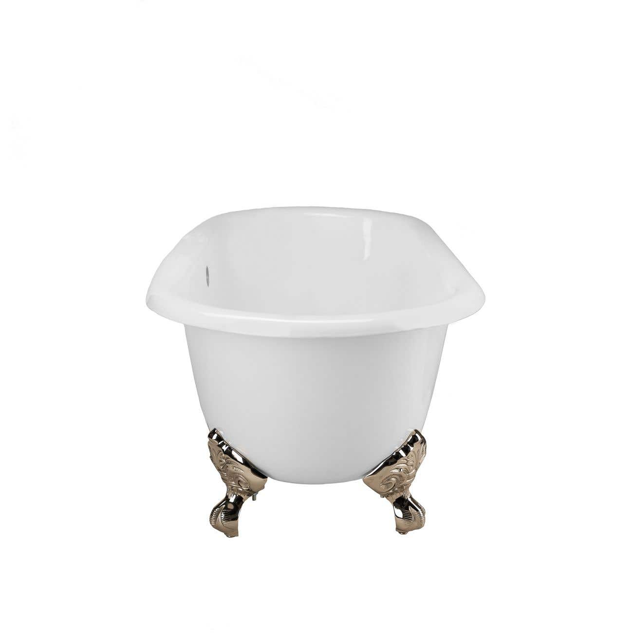 Paloma 60 Inch Cast Iron Double Ended Clawfoot Tub - No Faucet Drillings | Alternative Image 02 | length:60 | faucet centers:None | foot finish:Brushed Nickel
