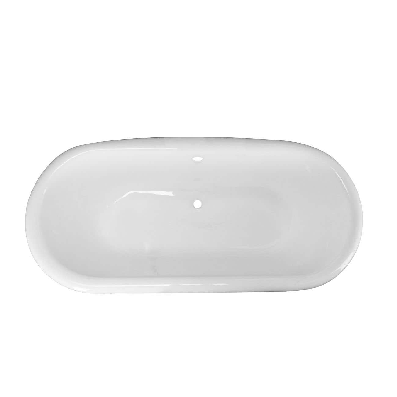 Paloma 60 Inch Cast Iron Double Ended Clawfoot Tub - No Faucet Drillings | Alternative Image 03 | length:60 | faucet centers:None | foot finish:Brushed Nickel
