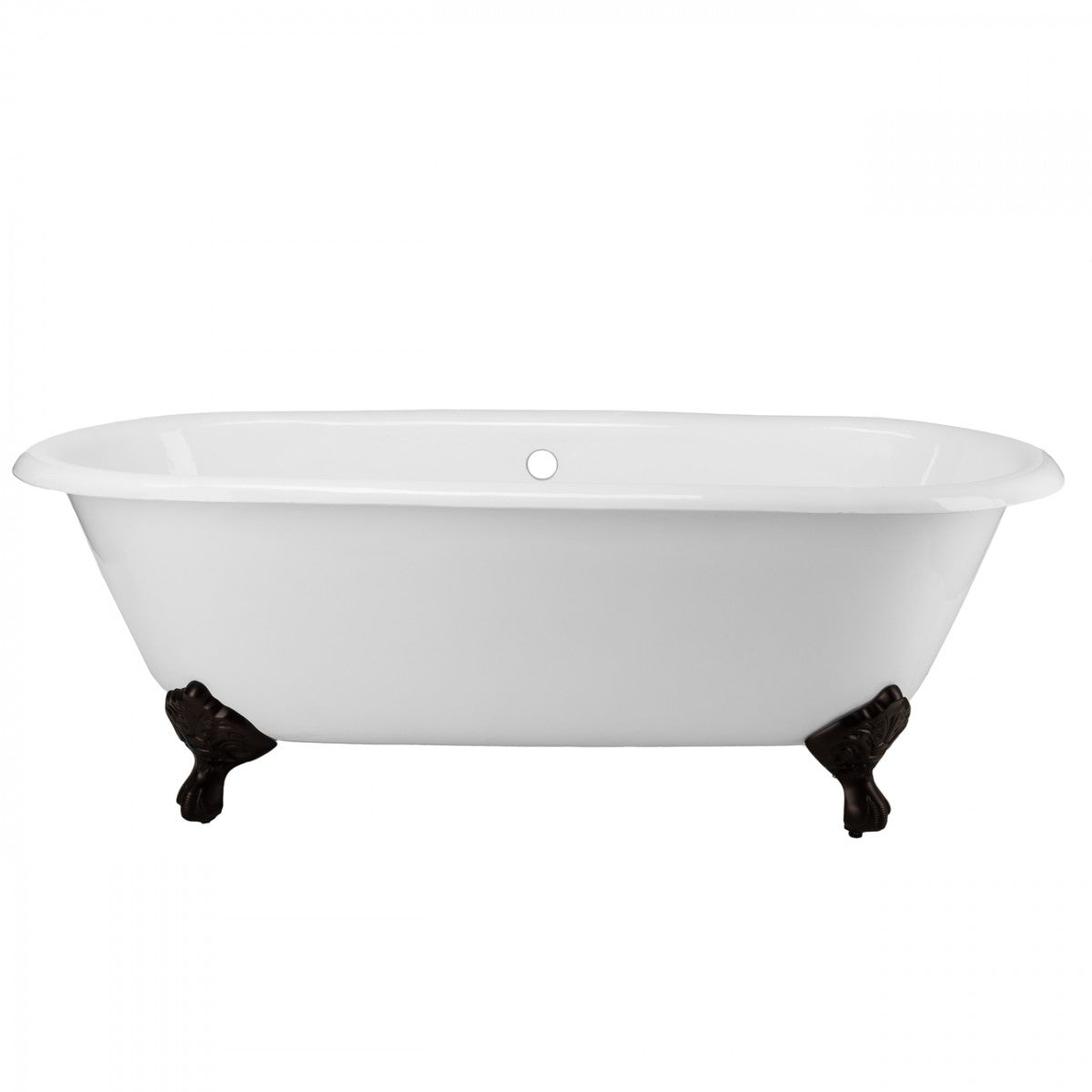 Paloma 66 Inch Cast Iron Double Ended Clawfoot Tub - No Faucet Drillings | Alternative Image 01 | length:66 | faucet centers:None | foot finish:Oil Rubbed Bronze