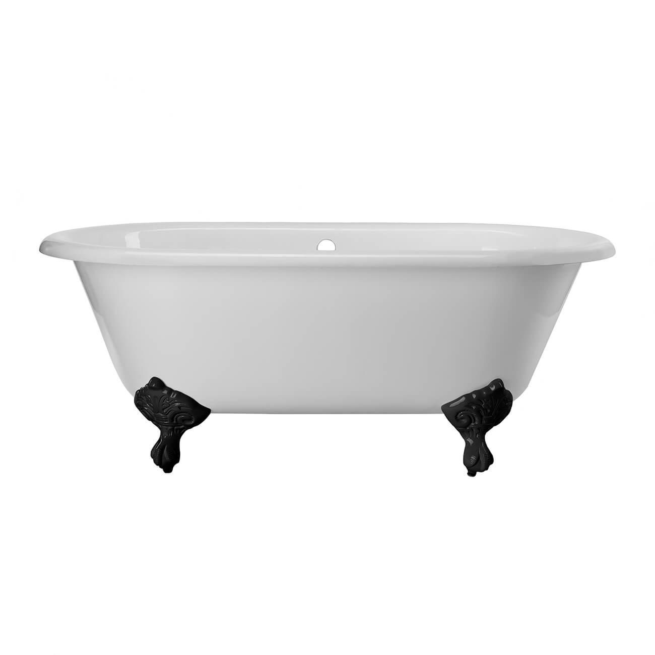 Paloma 60 Inch Cast Iron Double Ended Clawfoot Tub - No Faucet Drillings | Alternative Image 01 | length:60 | faucet centers:None | foot finish:Matte Black