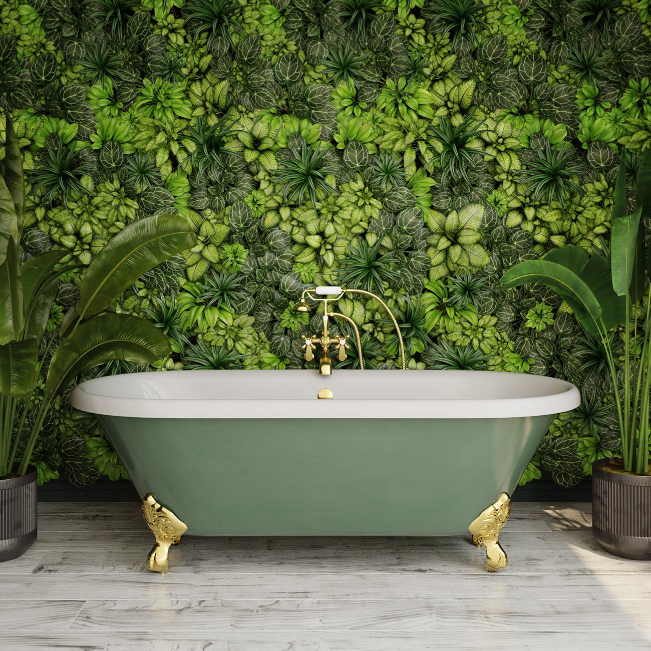 Paloma 66 Inch Cast Iron Double Ended Clawfoot Tub - No Faucet Drillings | Alternative Image 01 | length:66 | foot finish:Brass