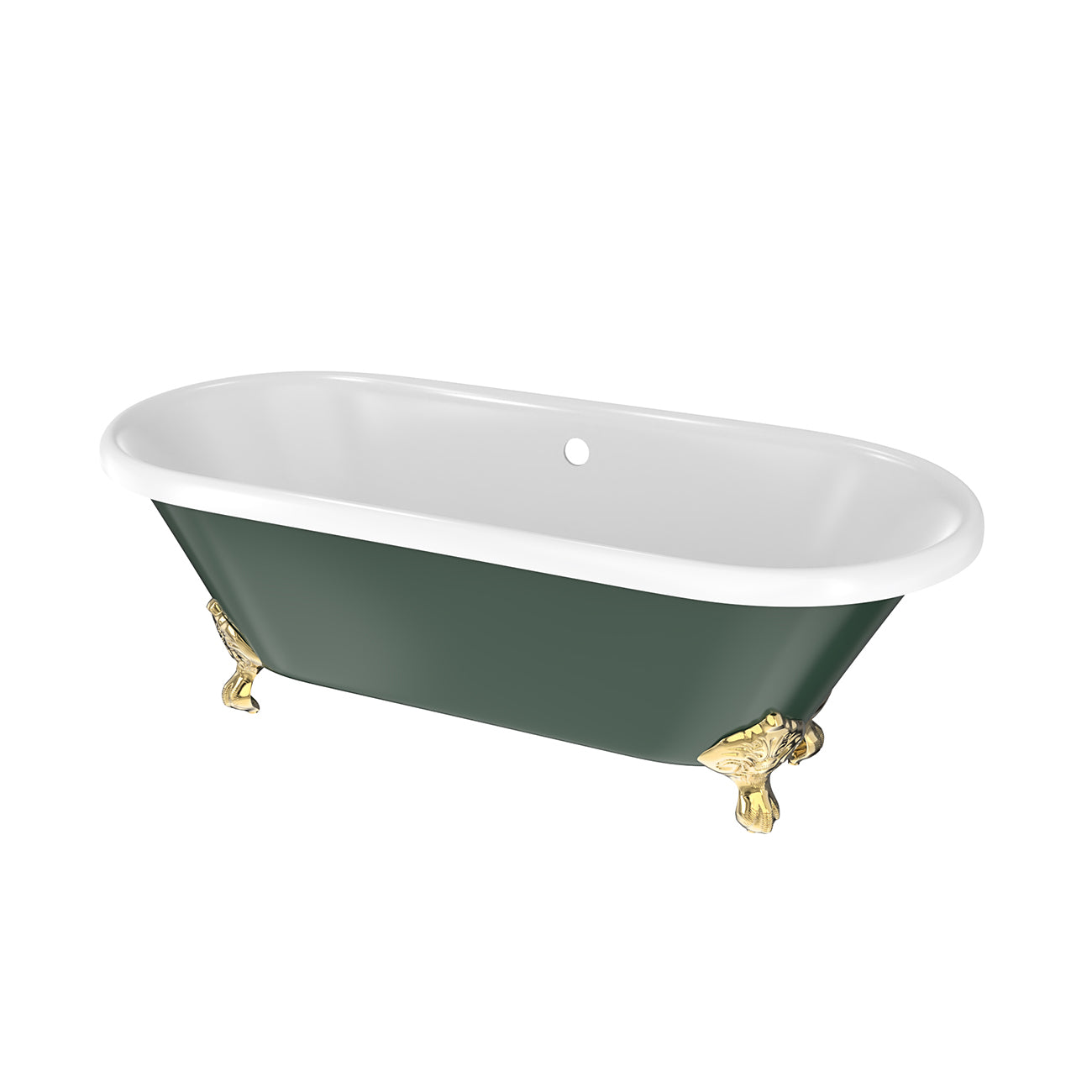 Paloma 66 Inch Cast Iron Double Ended Clawfoot Tub - No Faucet Drillings | Alternative Image 02 | length:66 | foot finish:Brass