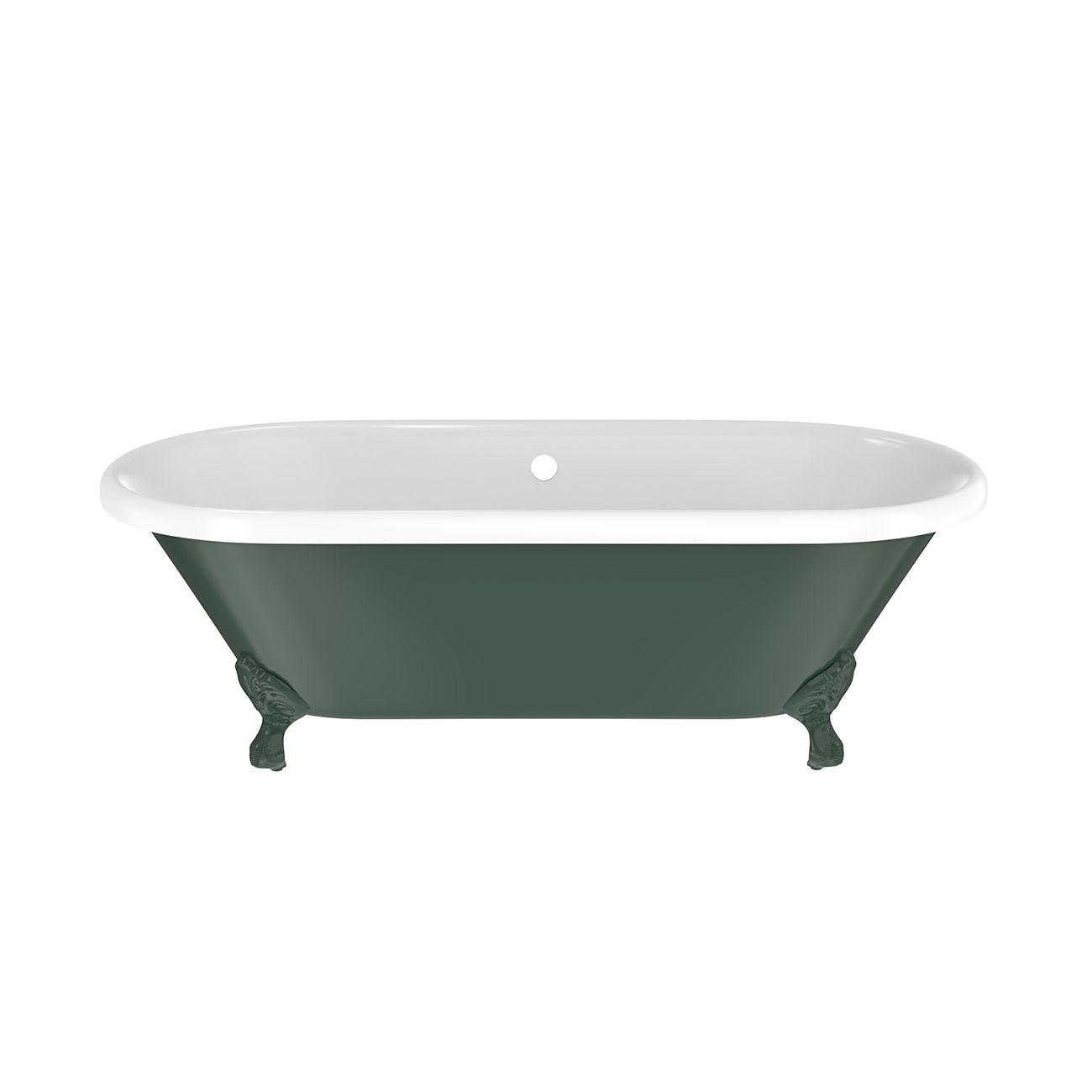 Paloma 60 Inch Cast Iron Double Ended Clawfoot Tub - No Faucet Drillings | Alternative Image 01 | length:60 | foot finish:Billiard