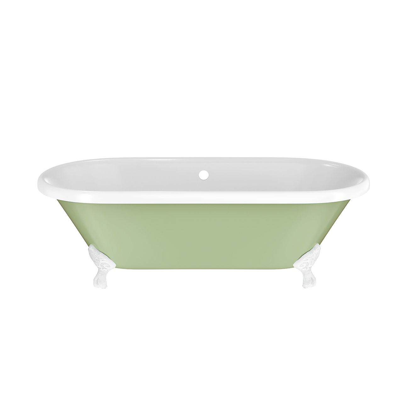 Paloma 60 Inch Cast Iron Double Ended Clawfoot Tub - No Faucet Drillings | Alternative Image 01 | length:61 | foot finish:White