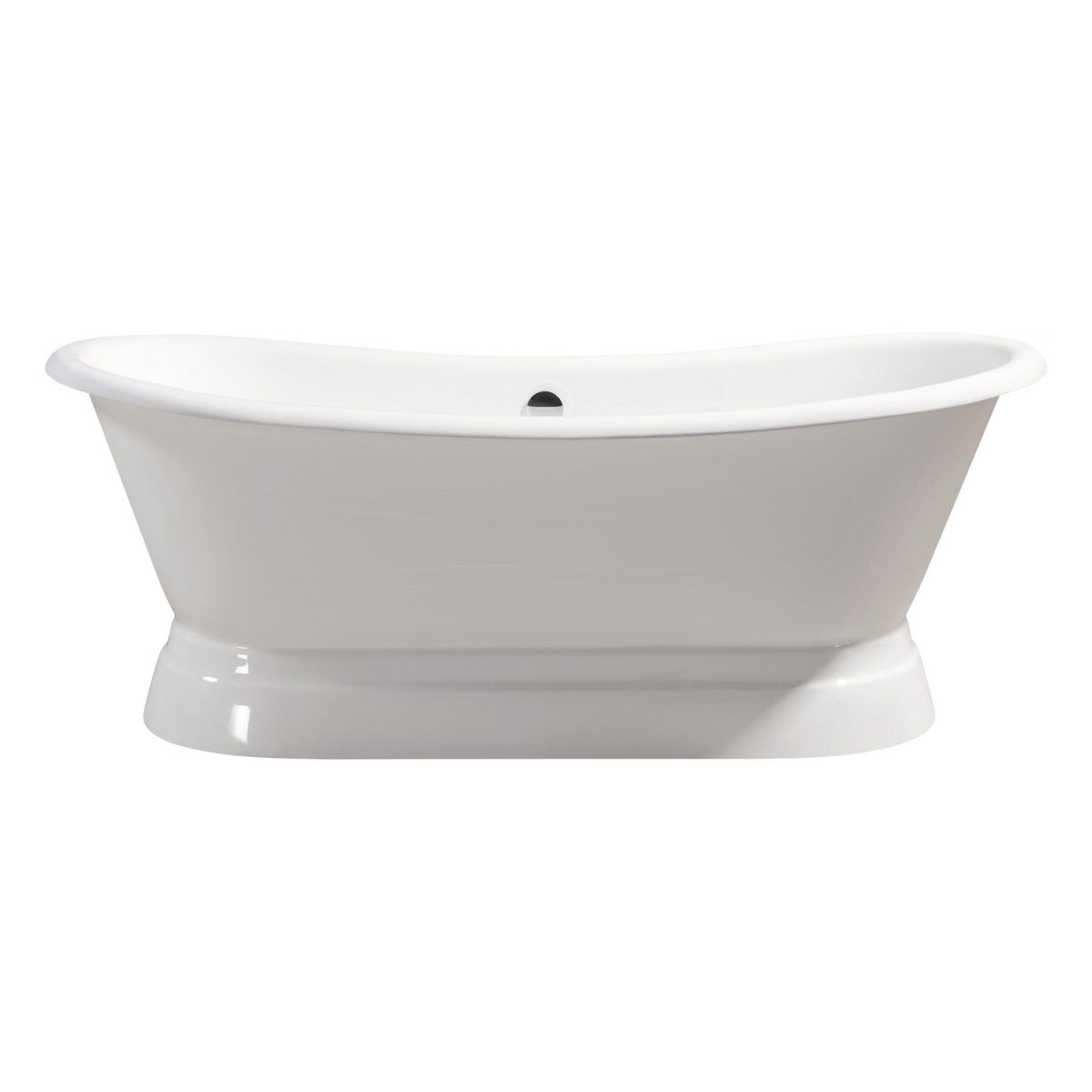 Sussex 67 Inch Cast Iron Double Slipper Pedestal Bathtub - No Faucet Drillings - Chrome Drain | Alternative Image 02 | length:67 | faucet centers:None