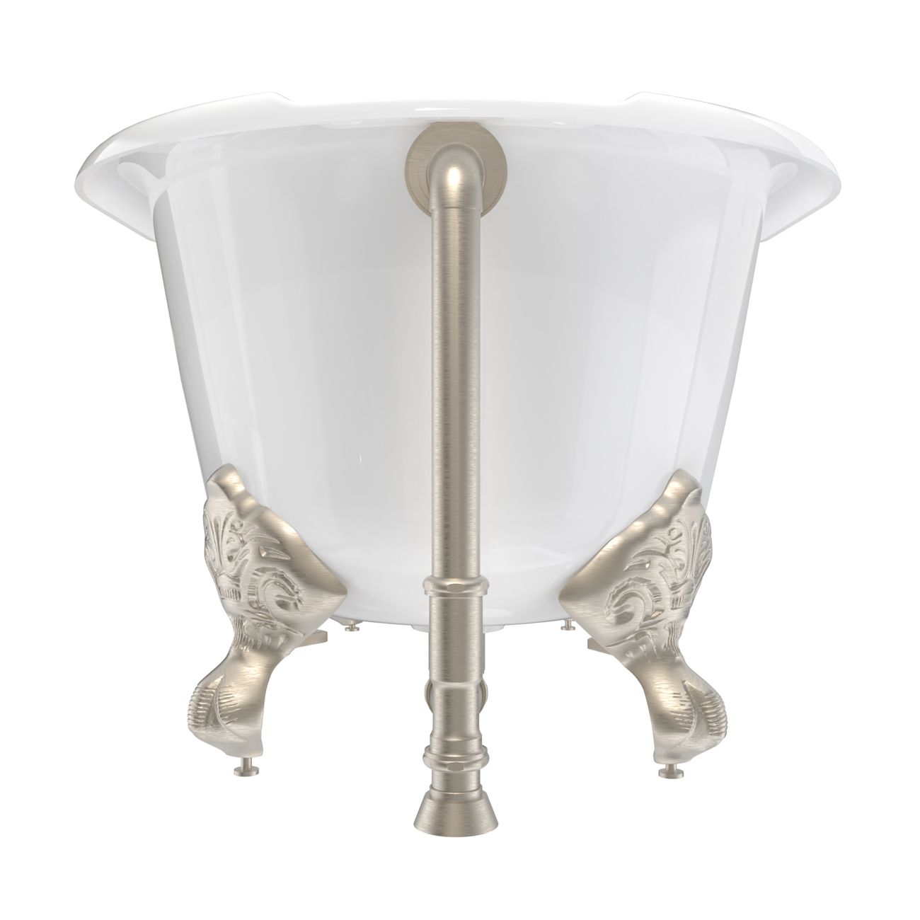 Finn 54 Inch Cast Iron Slipper Clawfoot Bathtub – Rim Faucet Drillings – Brushed Nickel Feet | Alternative Image 05 | length:54 | faucet centers:7" Tub Rim | foot finish:Brushed Nickel
