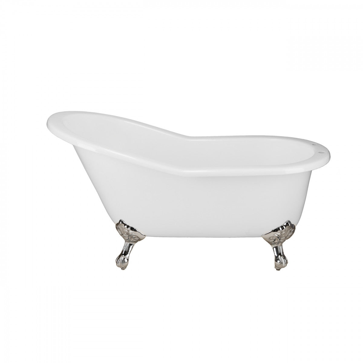 Imperial 62 Inch Cast Iron Slipper Clawfoot Tub - Flat Rim - Rim Faucet Drillings | Alternative Image 02 | foot finish:Brass
