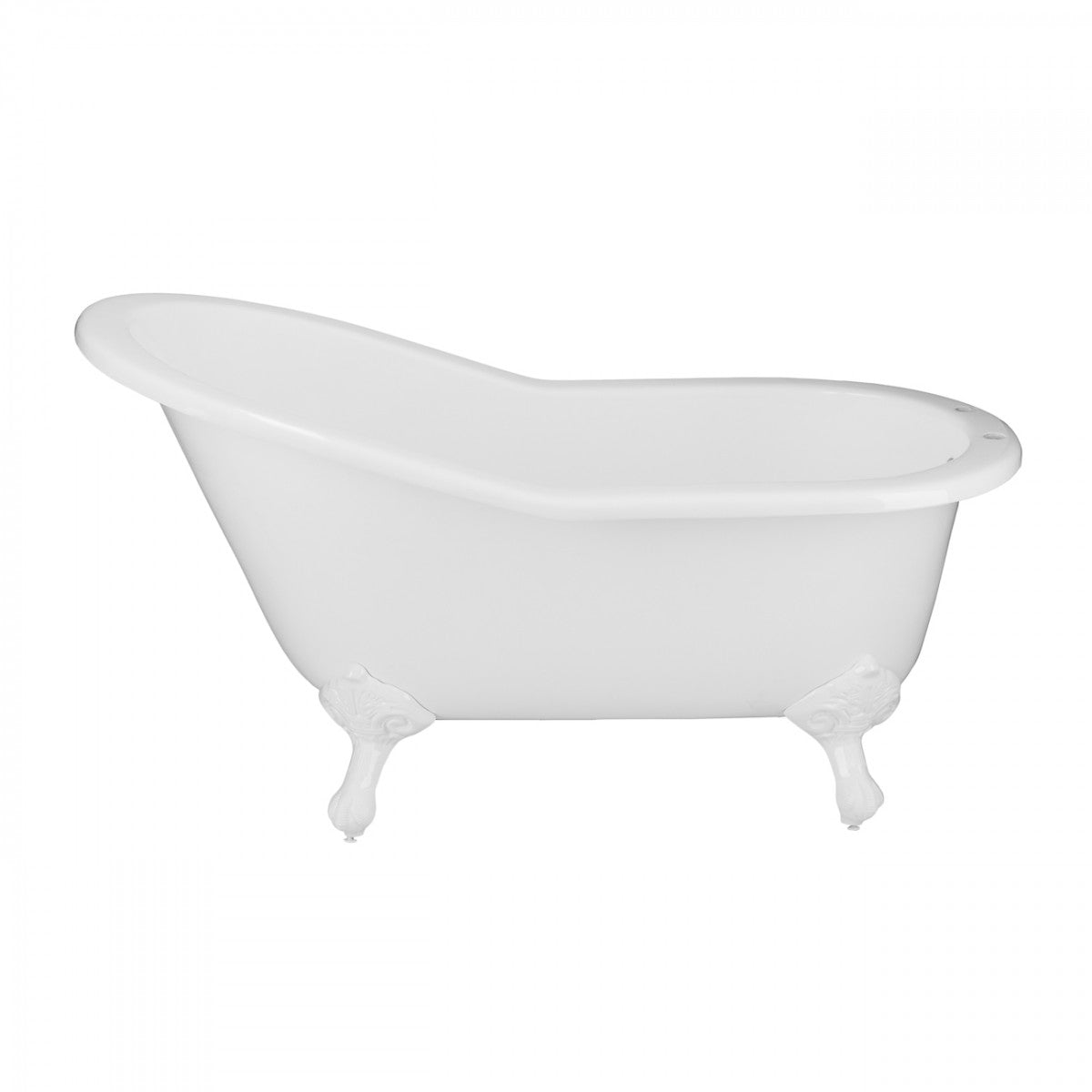 Imperial 62 Inch Cast Iron Slipper Clawfoot Tub - Flat Rim - Rim Faucet Drillings | Alternative Image 01 | foot finish:White